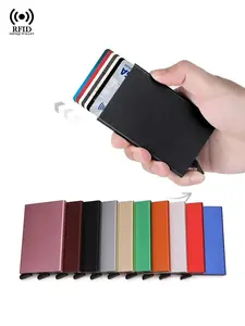 Rfid Business Credit Card Holder Metal Men Women Wallet Small Vistit Bank Cardholder Case Thin Minimalist Wallet for Men Vallet, Anti Theft Wallet, Rfid Blocking Wallets, Rfid Protected Wallet, Gift for Men, Women, Valentine's Day