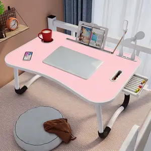 Pink Folding Table No Assembly 1 Second Open Space Saving Portable Desk for Home Office Dorm US Warehouse Fast Shipping