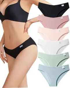 6-Pack Breathable Women’s Cotton Underwear – Cute Low-Rise Ribbed Bikini Hipster Briefs