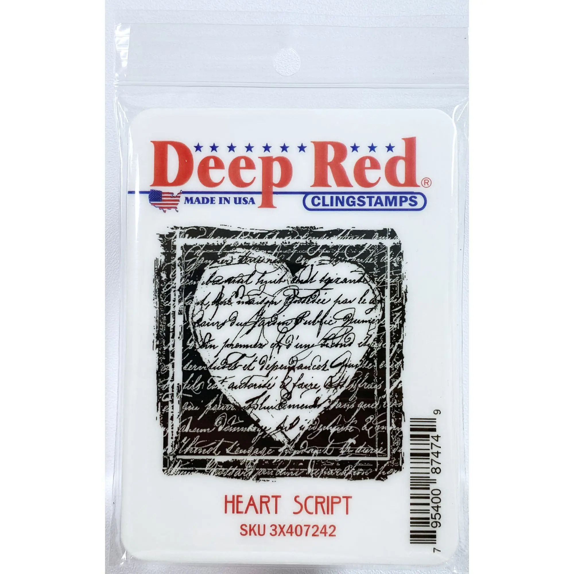Heart Script Rubber Cling Stamp