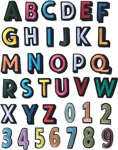 36 Pieces Iron on Letters and Numbers Patches, Colorful Letter Patches Alphabet Embroidered Patch A-Z, Numbers 0-9 Applique for Clothes, Dress, Hat, Socks, Jeans, DIY Accessories-Style1