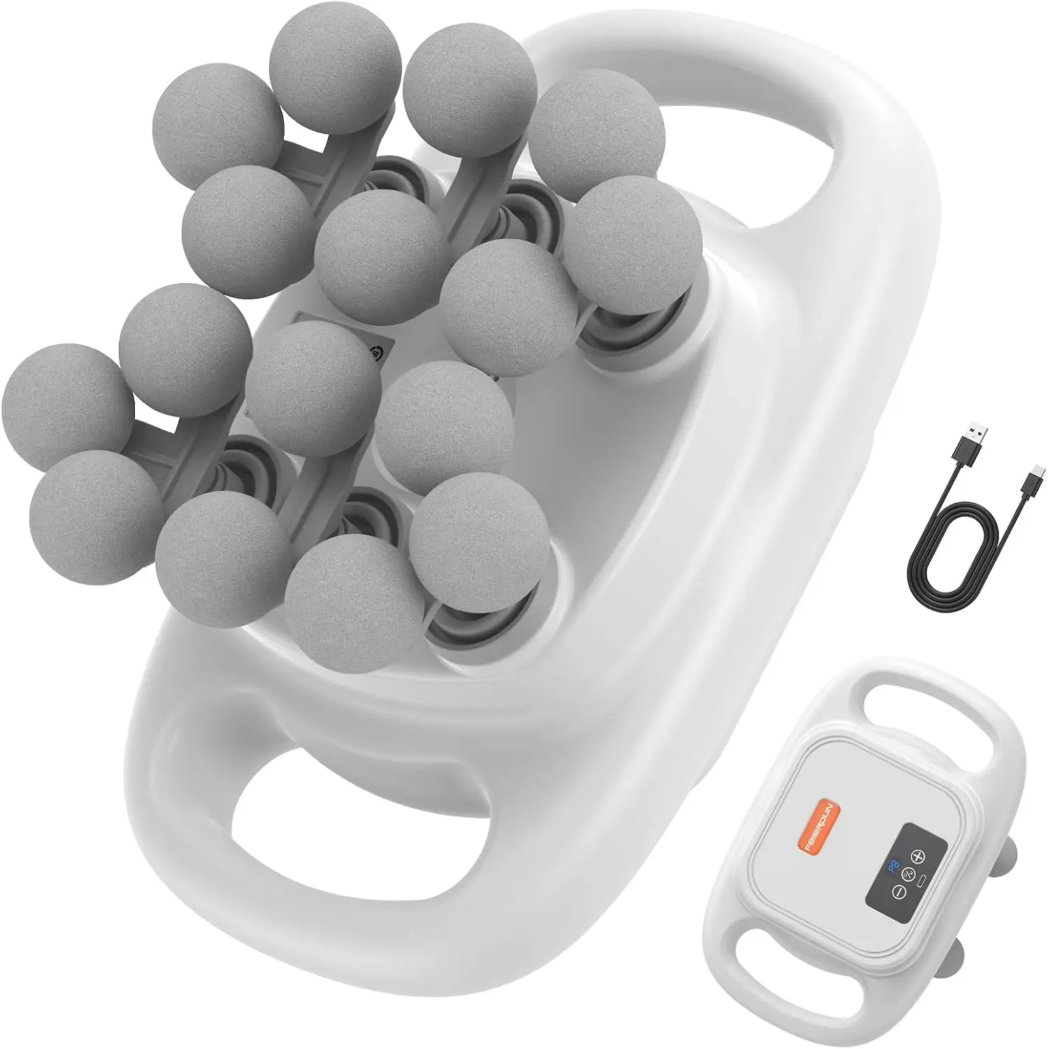 FEIERDUN 16-Head Deep Tissue Percussion Massage Gun Set - Ultra-Quiet Electric Tool with 8 Modes, 50 Intensities, Back/Neck Relief, Gifts Adults, Self Care/Personal Care Gadgets, Men's Health Device, Gray