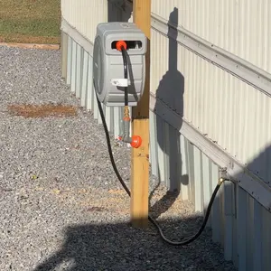 VEVOR Retractable Garden Hose Reel,  5/8 Inch x 100 ft Wall Mounted, Heavy Duty with 9-Pattern Nozzle, Adjustable Length Lock, Upgraded Slow Return System & 180° Swivel Bracket