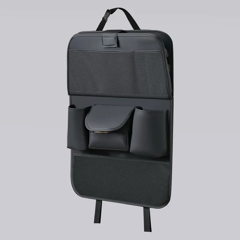 Universal Car Rear Seat Storage Bag Leather Non-Slip Durable Organizer All-Season 2-in-1 Design for Front & Rear Seats Convenient Interior Accessory