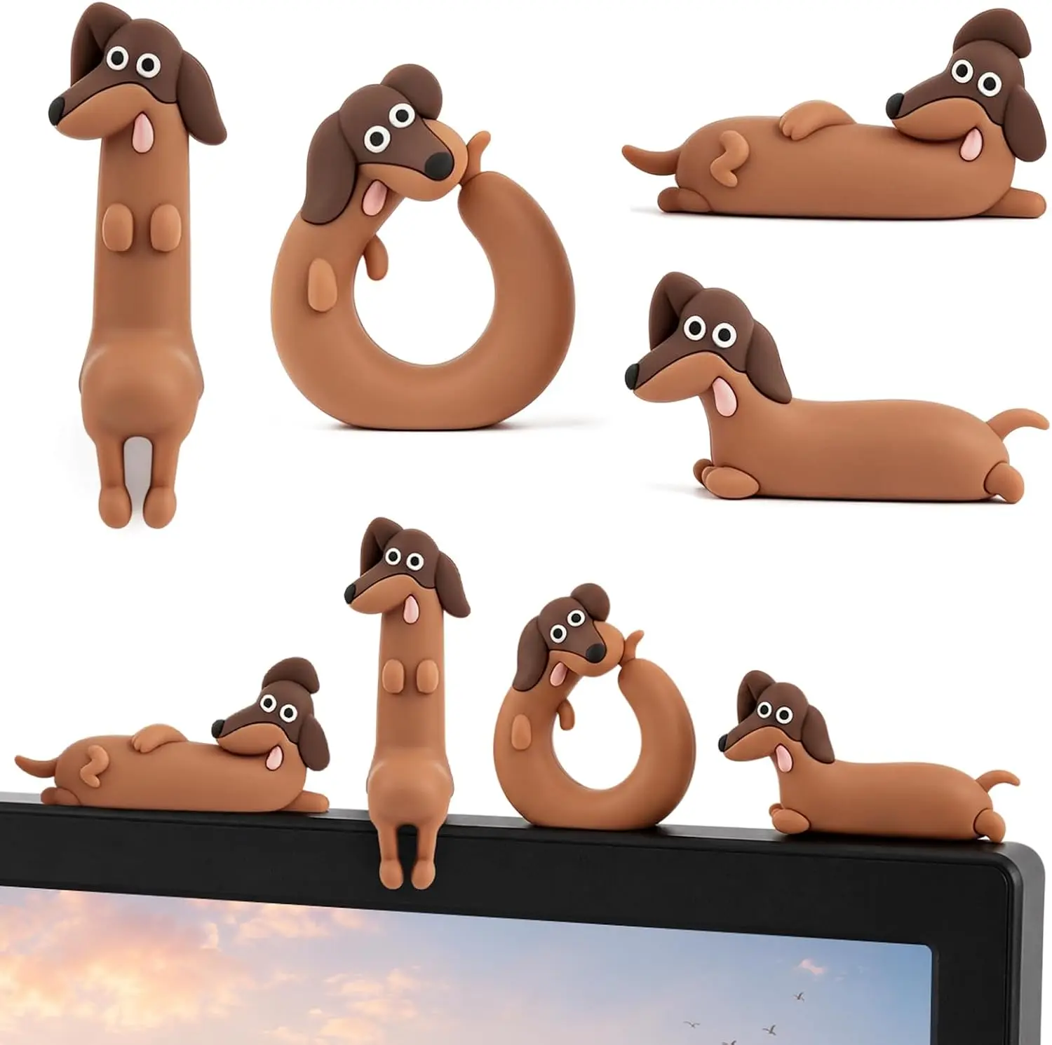 Mason Life 4 Pcs Mini Resin Dachshund Figurines - Home Decor Statue, Animal Resin Ornament, Decorative Sculpture for Desktop & Cute Computer Monitor Accent, Animal Resin Figurine