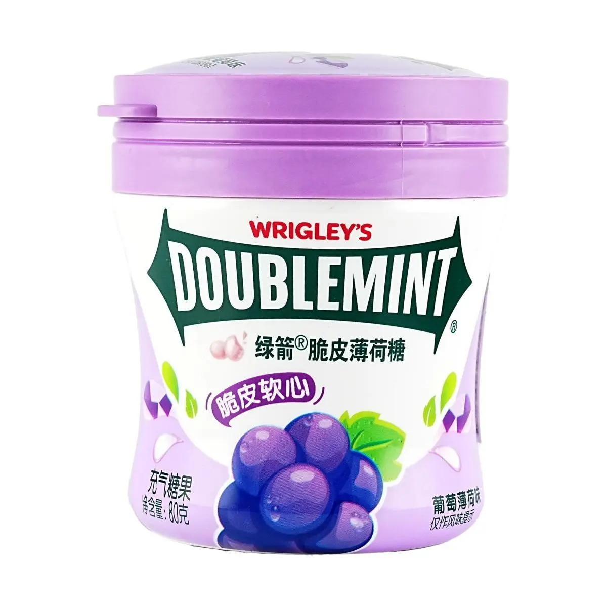 DOUBLEMINT Crispy Soft Center Grape Mint Candy 80g - Refreshing Fruity Mint Chew