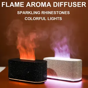 Mini Ultrasonic Aromatherapy Humidifier, Fragrance Aroma Humidifier, 160ML Diamond Design, Colorful Flame Light, Air Purifier, Suitable for Home Office Bedroom Car Travel