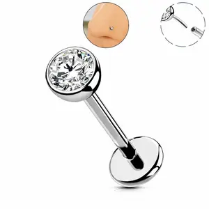 Threadless 20G/18G/16G Titanium Push Pin Flat Back Nose Stud Helix/Cartilage Piercing Jewelry, Gold Plated Nose Piercing Studs, conch piercing ear