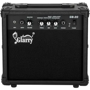GLARRY Electric Bass Combo Amp, Portable Amp with Headphone MP3 Input, 20W Practice Bass Guitar Amplifier Speaker Accessories with Bass, Volume, Treble, and Middle Controls