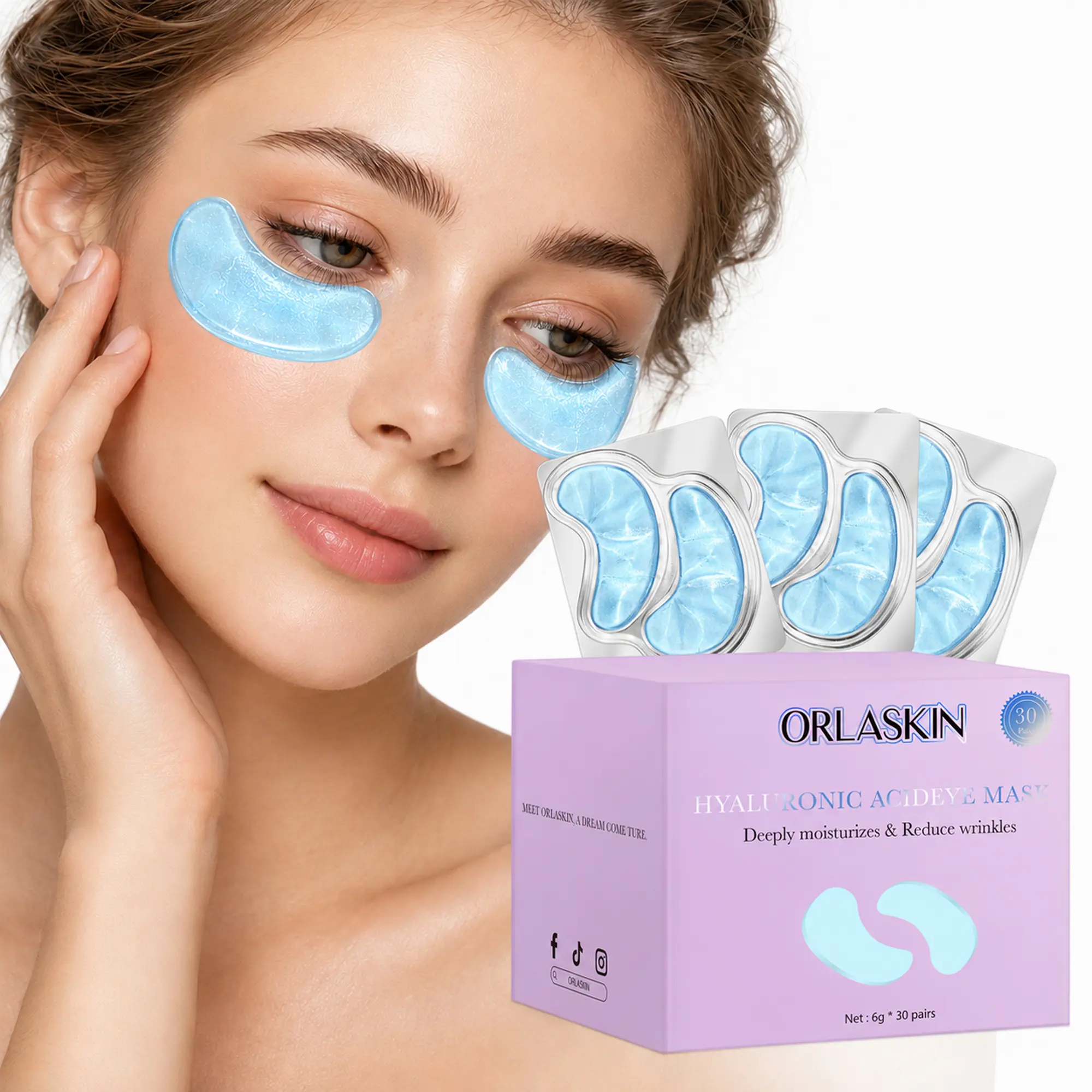 Hydrating Collagen Under Eye Patches (30 Pairs) - HA & Cica Grape Moisturizer Mask Serum, Targets Fine Lines, Dry Skin, Puffiness, Eye Reset Gift for Skincare Enthusiasts
