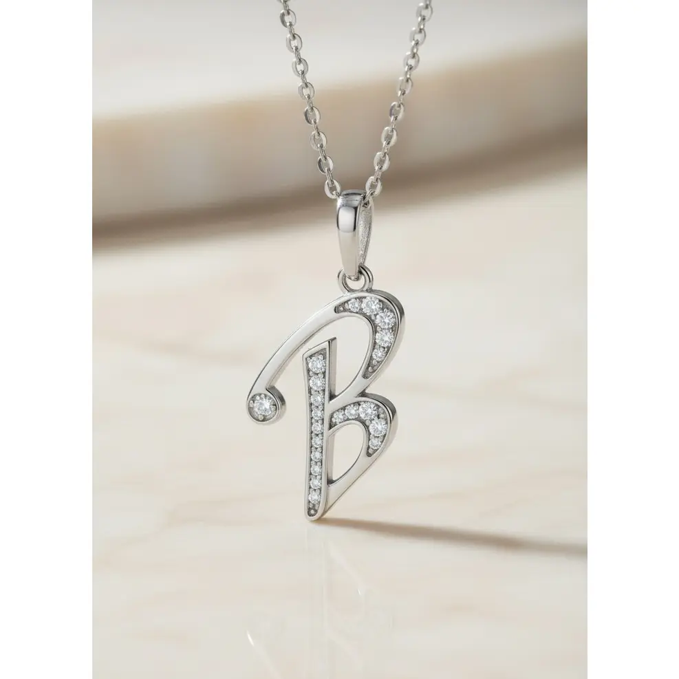 Moissanite Initial Necklace – Custom Letter Pendant, Personalized Diamond-Like Charm, Waterproof & Gift-Ready