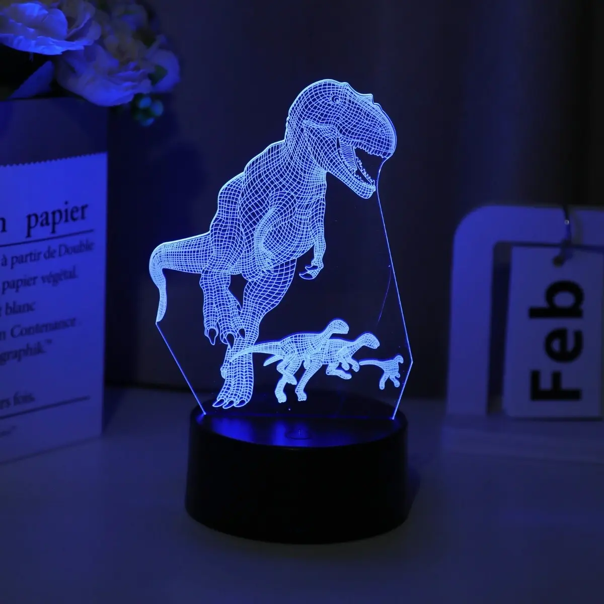 1pc Dinosaur Design 3D Night Light for Home, Dimmable Nightlight, LED Mood Light, LED Mood Lighting, Indoor Decorative Light, Decorative Mood Lamp, Touch Control & Dimmable Feature, Ideal Gift for Family and Creative Home Decor