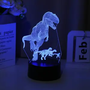 1pc Dinosaur Design 3D Night Light for Home, LED Mood Light, Touch Control & Dimmable Feature, Ideal Gift for Family and Creative Home Decor