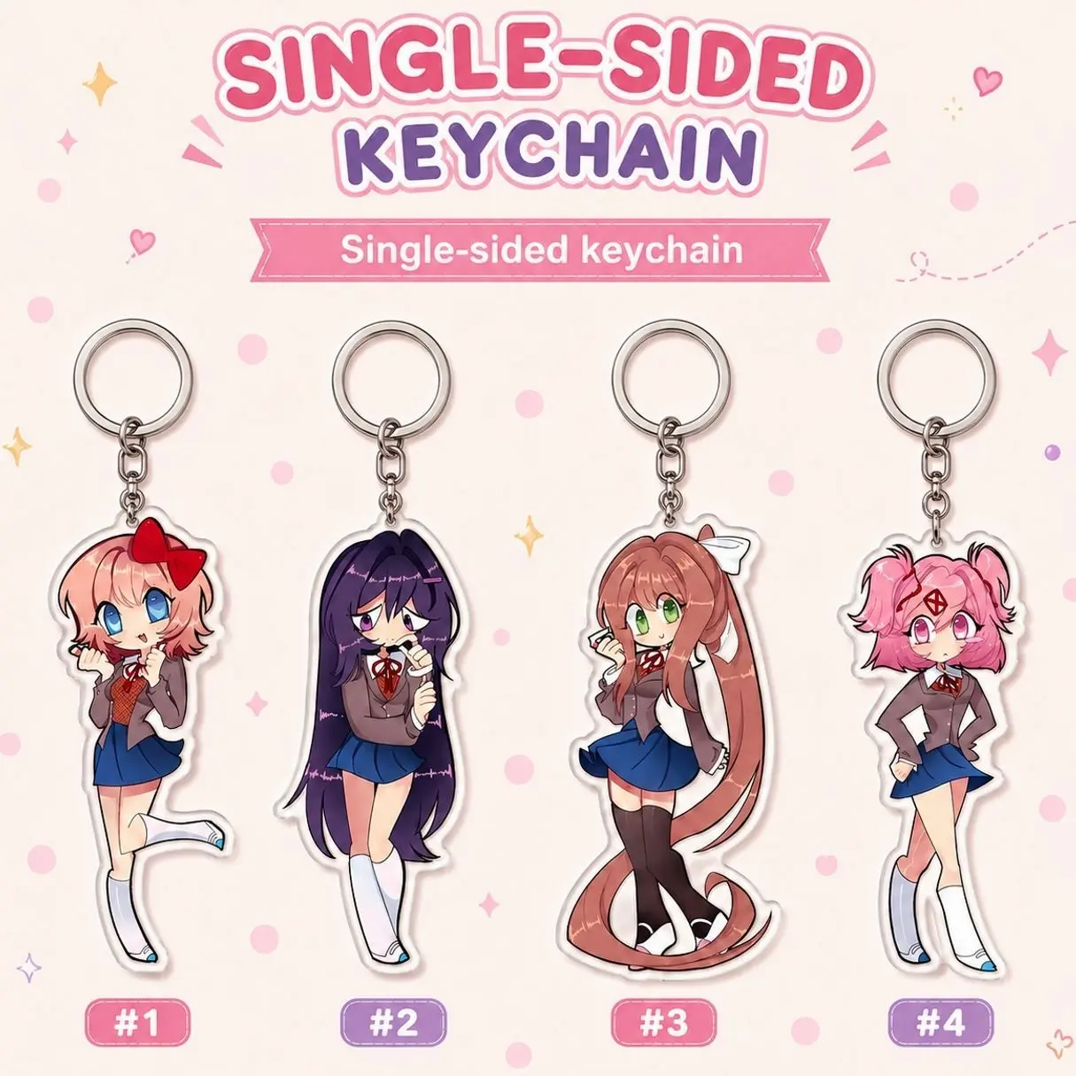 Cute School Girl Acrylic Keychain, Kawaii Anime Style Charm, Backpack Bag Pendant Gift