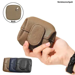 Mini Solid Color Lychee Pattern Coin Pouch with Buckle – Portable Multi-Functional Storage Bag for Keys & Earphones, Slim Casual Change Purse Perfect for Daily Outings & Holiday Gifting