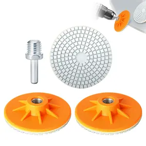 4 Diamond Polishing Pads Kit Complete Granite Polishing Kit for Stone & Marble; Includes Granite Polishing Pads & Tile Polishing Pads for Concrete, Countertops; Diamond Sanding Pads with 5/8"-11 Drill Adapter - Pro Tile Tools