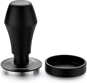 Coffee Tamper 53.3mm - Spring-loaded Tamper – Barista Espresso Tamper with 15lb / 25lb / 30lbs Replacement Springs - Anodized Aluminum Handle and Stand - Flat Base