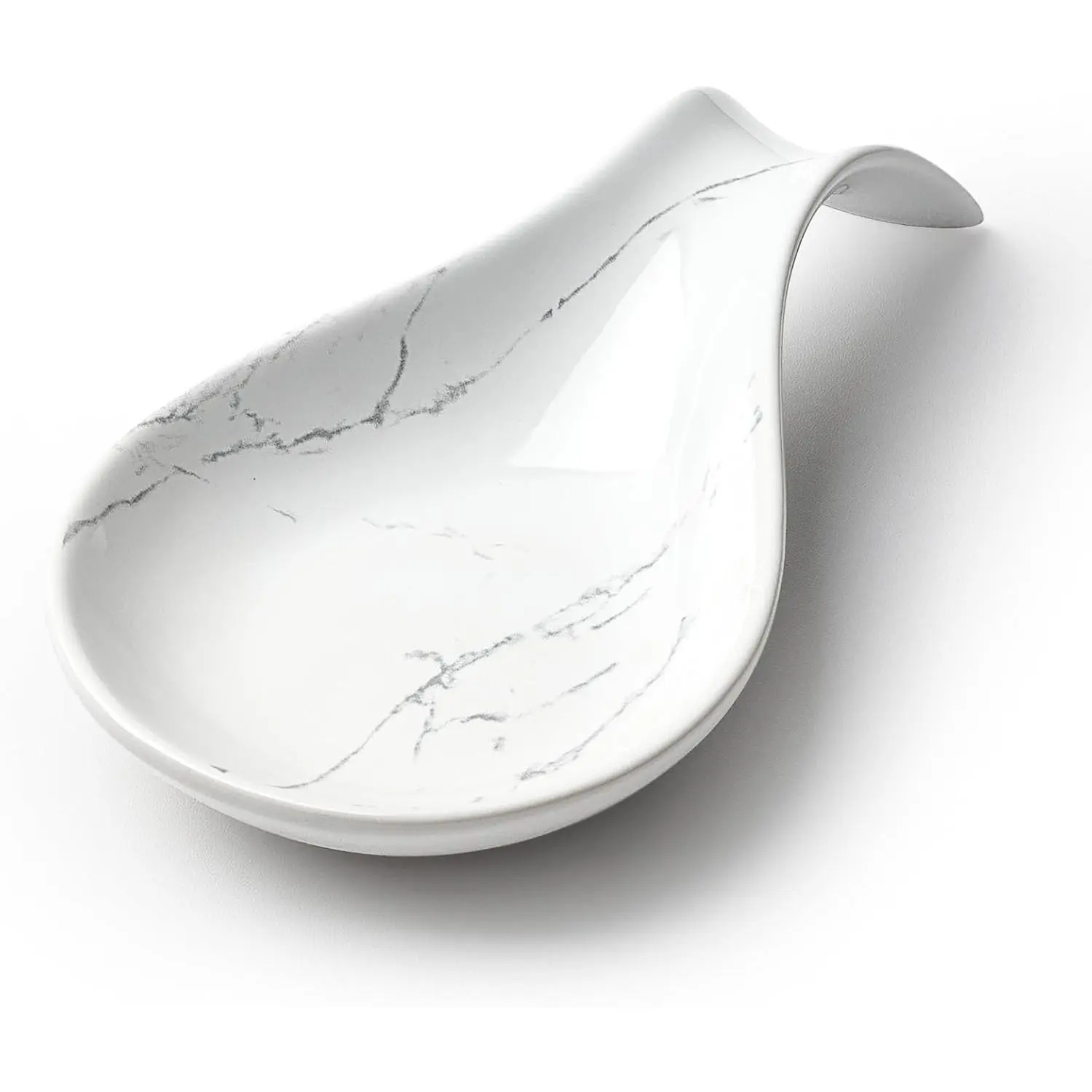 Spoon Rest for Stove Top, Kitchen Spoon Holder, White Marble Spoon Rest for Counter, Ceramic Cooking Utensil Rest for Spatula, Ladle,