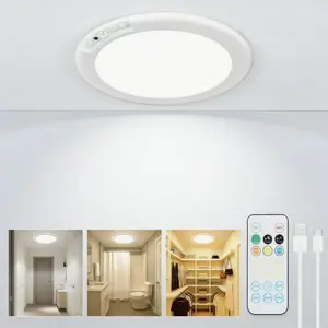 1/4 Pack Rechargeable Motion Sensor LED Ceiling Light, Magnetic Wireless Wall Lamp with Remote Control, 3 Color Temperature 3000K/4000K/6000K, Type-C USB Rechargeable, Plug-Free Battery Operated Lighting for Closet, Pantry, Hallway, Garage & Shower