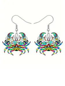Colorful Crab Design Dangle Earrings, Fashionable Acrylic Jewelry for Women, Trendy All-match & Exquisite Jewelry for Birthday Gift, Dangling Earrings