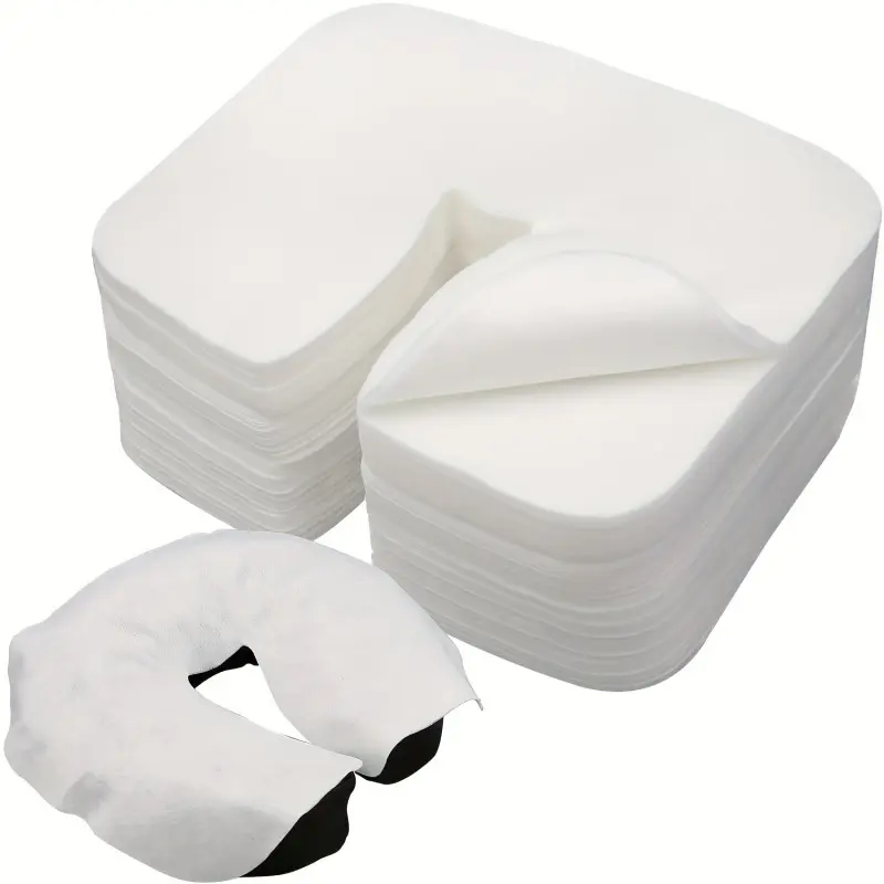 100pcs disposable cradle cover, ultra soft massage U-shaped hole sleeping towel, luxurious, non stick massage mask, pillowcase for massage bed and massage chair