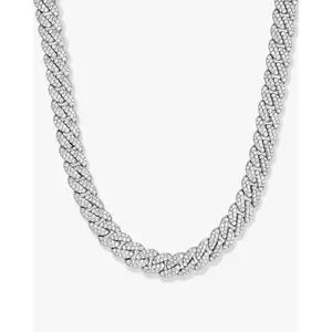 JAXXON Women's Iced Out Cuban Link Chain 8mm - Silver - Box Clasp