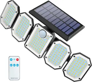 300 LED Solar Outdoor lights Outdoor solar lights with motion sensors 5 security lights with rotating heads 360° wide Angle lighting for garages, yards and gardens