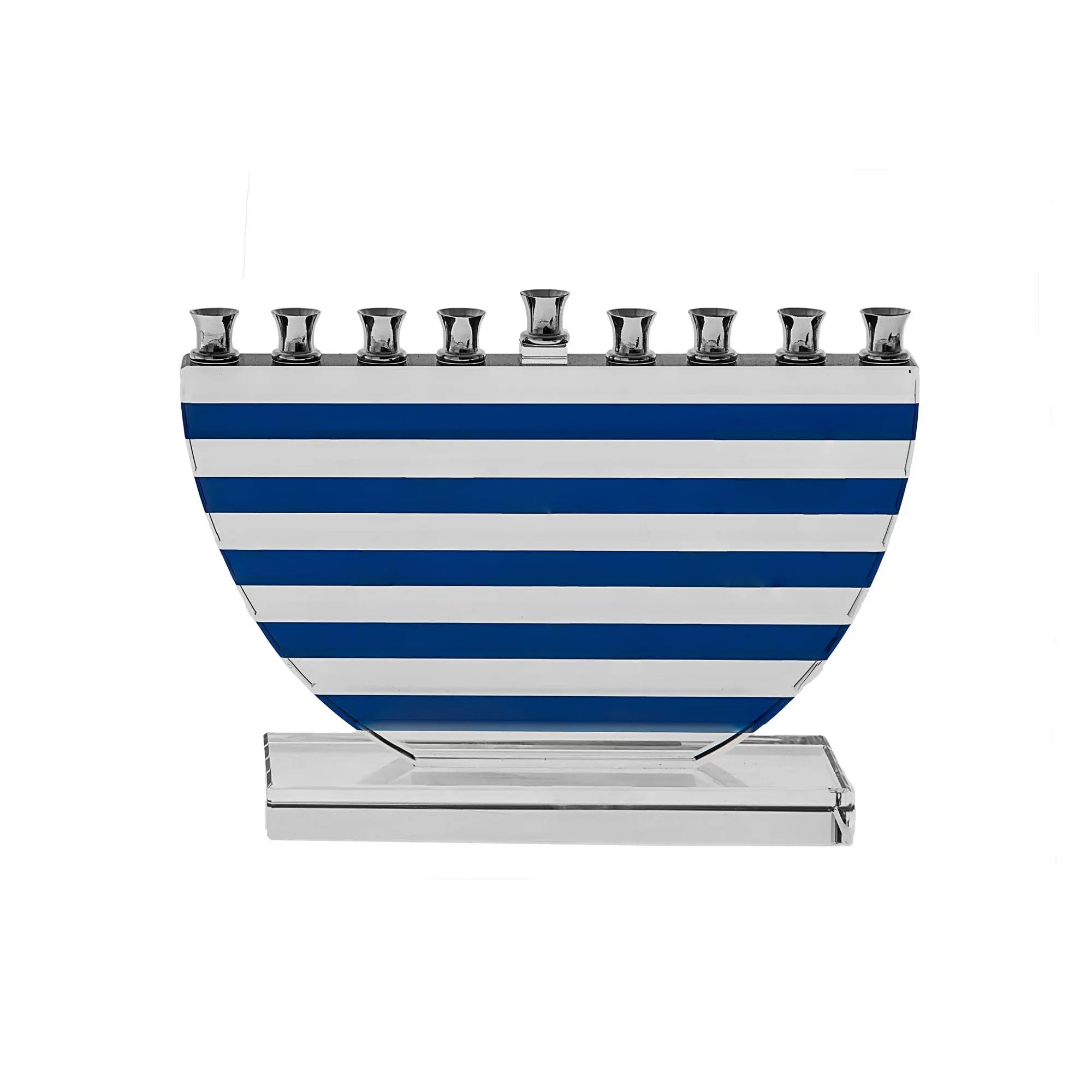 Copa Judaica Blue Stripe Crystal Menorah Copa Judaica Blue Stripe Crystal Menorah