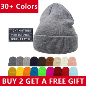 Beanie Hats Cap Plain Knit Ski Skull Cuff Winter Warm Slouchy Men Women Unisex