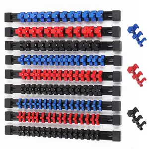 SWANLAKE Organizer Socket Holder, 9PCS 1/4-Inch x 48 Clips, 3/8-Inch x 45 Clips, 1/2-Inch x 36 Clips, Premium Quality Socket Clip Rail Holder (9PC) tray garage organization christmas gift mechanic tool car repair men tool perfect gift men gift