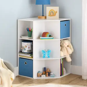 Modern Corner Cube Storage Organizer Shelf – Space Saving Display Cabinet, White