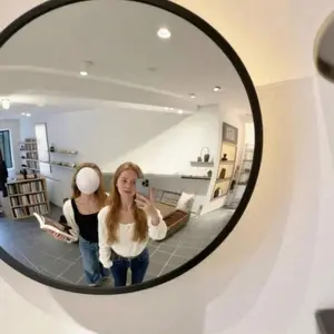 Wide Angle Round Convex Mirror, Fisheye Effect Wall Mirror for Living Room, Modern Industrial Aesthetic Decor, Trendy Selfie Prop & Home Accent, Decorative Wall Mirror, Decorative Mirrors
