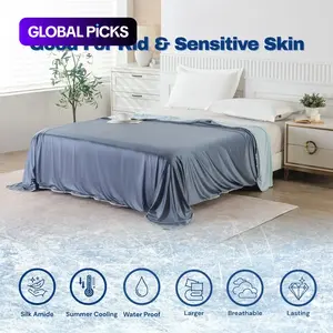 Premium Silky Double-Sided Cooling Air Conditioner Blanket Ultra Smooth Ice Feel Summer Throw for Bed Sofa and Relaxing Soft Breathable Blanket #GLOBAL PICKS