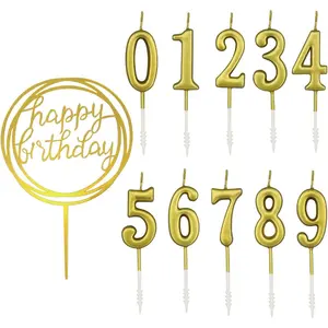 10-Piece Number Birthday Candles - Glitter Cake Toppers for Birthday & Wedding Parties