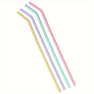 4pcs Reusable Silicone Straw Set, Heat Resistant, Dishwasher Safe, Reusable for Kitchen, Coffee, Tea, Outdoor Camping