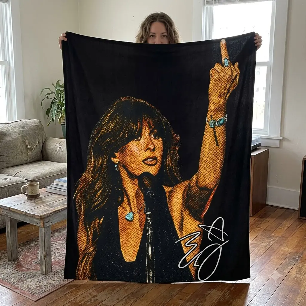 Ella Blankett, Retro Music Artist Blanket, Female Vocalist Photo Throw Blanket, Cozy Bedroom Couch Decor, Gift for Music Lovers