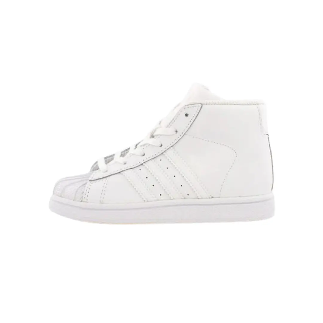Adidas Preschool Footwear, Pro Model Mid-Cut Leather Sneaker, Versatile Classic Shoe with Rubber Shell Toe (BY4393)