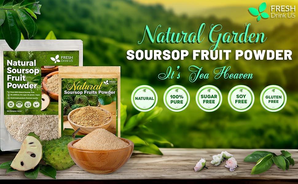 Premium 4.5oz Soursop Fruit Powder, 100% Natural and Pure from Soursop Graviola Fruit, Soursop Graviola Guanabana Fruit Tea, No Additives, No Gluten, No Sugar, Vegan