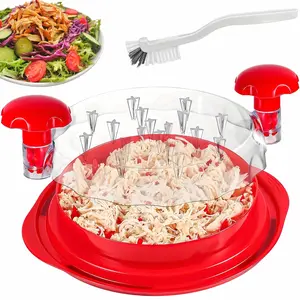 1pc Or 2pcs Kitchen Chicken Shredder Tool Twist 2024 Upgraded Large Visible Meat Shredder Twist Chicken Breast Chopper Chicken Grinder With Transparent Lid And Cleaning Brush Anti-slip Strip Suitable For Pork Beef Chicken