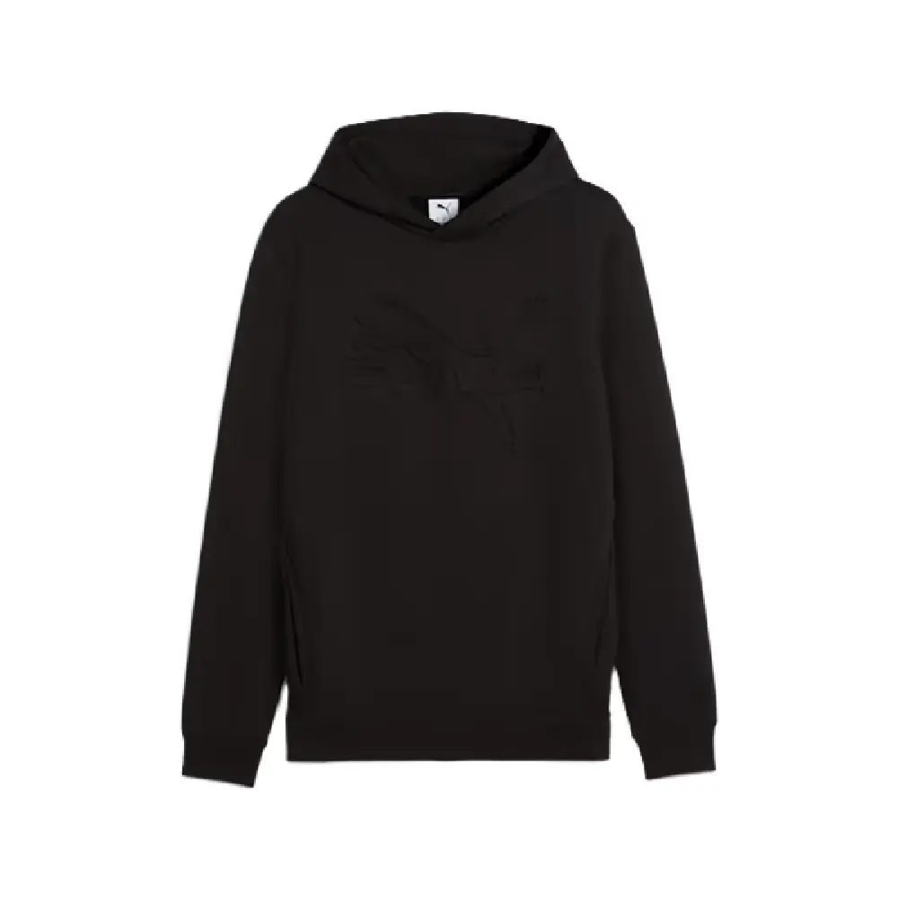 Men's Puma Essentials Black Embossed Fleece Hoodie