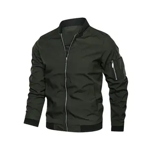 Men's Solid Zip Up Funnel Neck Jacket Coats, Regular Fit Casual Long Sleeve Pocket  Outerwear for Spring & Fall, Fashion Men's Clothes for Daily Wear