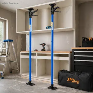 2-Pack Heavy Duty Hardware Adjustable Swiveling Steel Support Pole, 3rd Hand Support System with Carry Bag, 45-114 in Extension for Jack, Drywall Installation