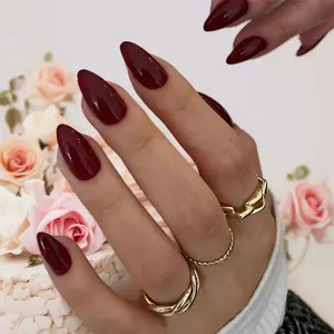 OMG! 30PCS Press On Nails That LAST!🤯 Wine Red Fake Nails with FREE Glue & tools kit - Salon Look at Home💅 #TikTokMadeMeBuyIt