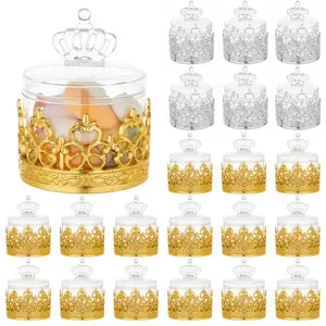 Electroplated plastic transparent candy box, Wedding souvenir wedding candy packaging box, Candy gift box, Birthday party carnival gift box, 12-piece set, Gold, Silver