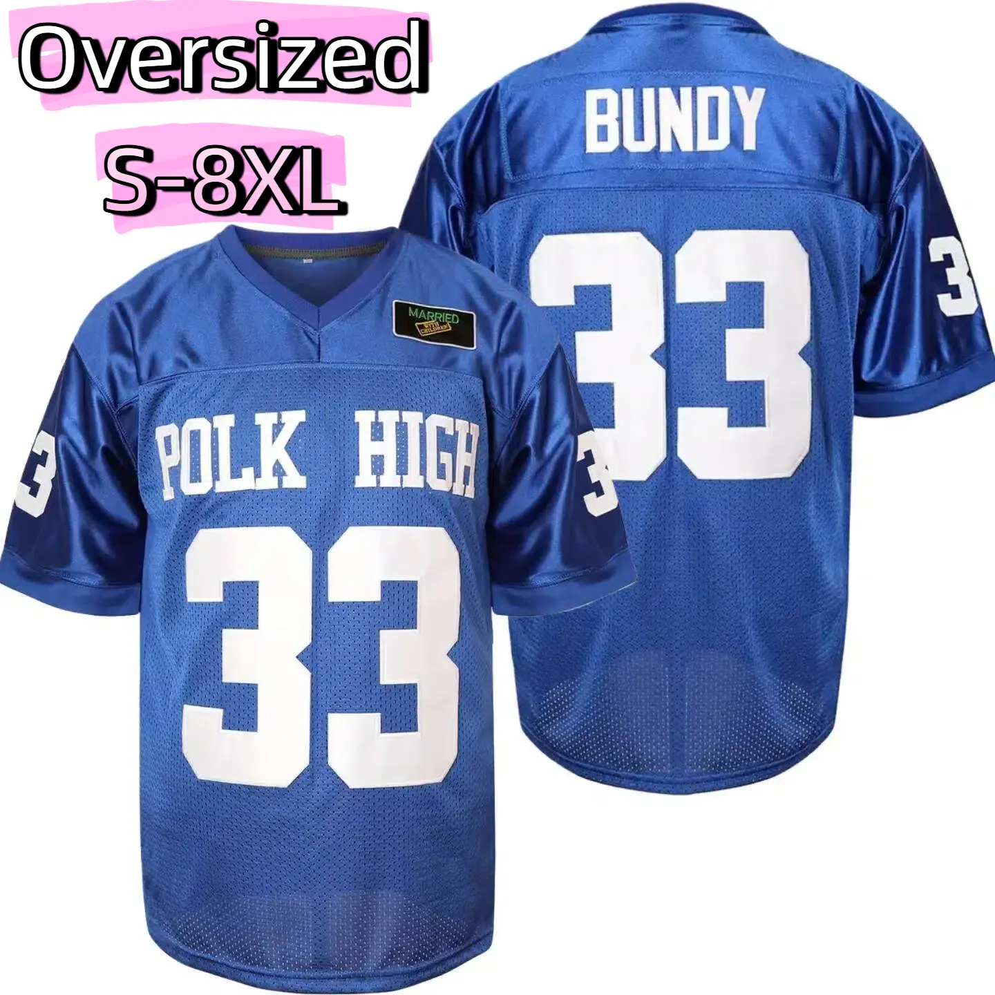Oversize PLUS SIZE (S-8XL) Sporty 33 AL Bundy Jersey Polk High Football Jerseys Blue White Sports Shirt Men's 90S Hip Hop Clothing Party S-XXXL Athletic Techwear Breathable Fabric Loose Silhouette Christmas gifts tiktokshopbacktoschool