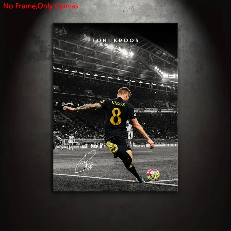 1 piece/set frameless canvas painting print poster, Canvas Prints, classic realistic style art, Toni Kroos brilliant moments, gift for football culture enthusiasts, ideal gift for bedroom, living room, home decor, Unframed Wall Art, Creative Wall Art