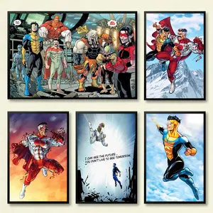 Invincible War Themed Canvas Poster Invincible vs Omni Man Art Wall Decor Comic Style Gift for Teens Living Room Bedroom