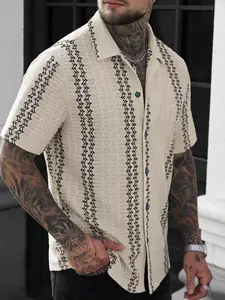 Fashion Plaid Shirt — Stylish and elegant men’s plaid shirt; casual and versatile; quick-drying golf fabric; comfortable cotton blend; trendy hooded design; holiday limited edition; men’s stretch long-sleeve formal shirt; summer menswear; polo shirt; Crim