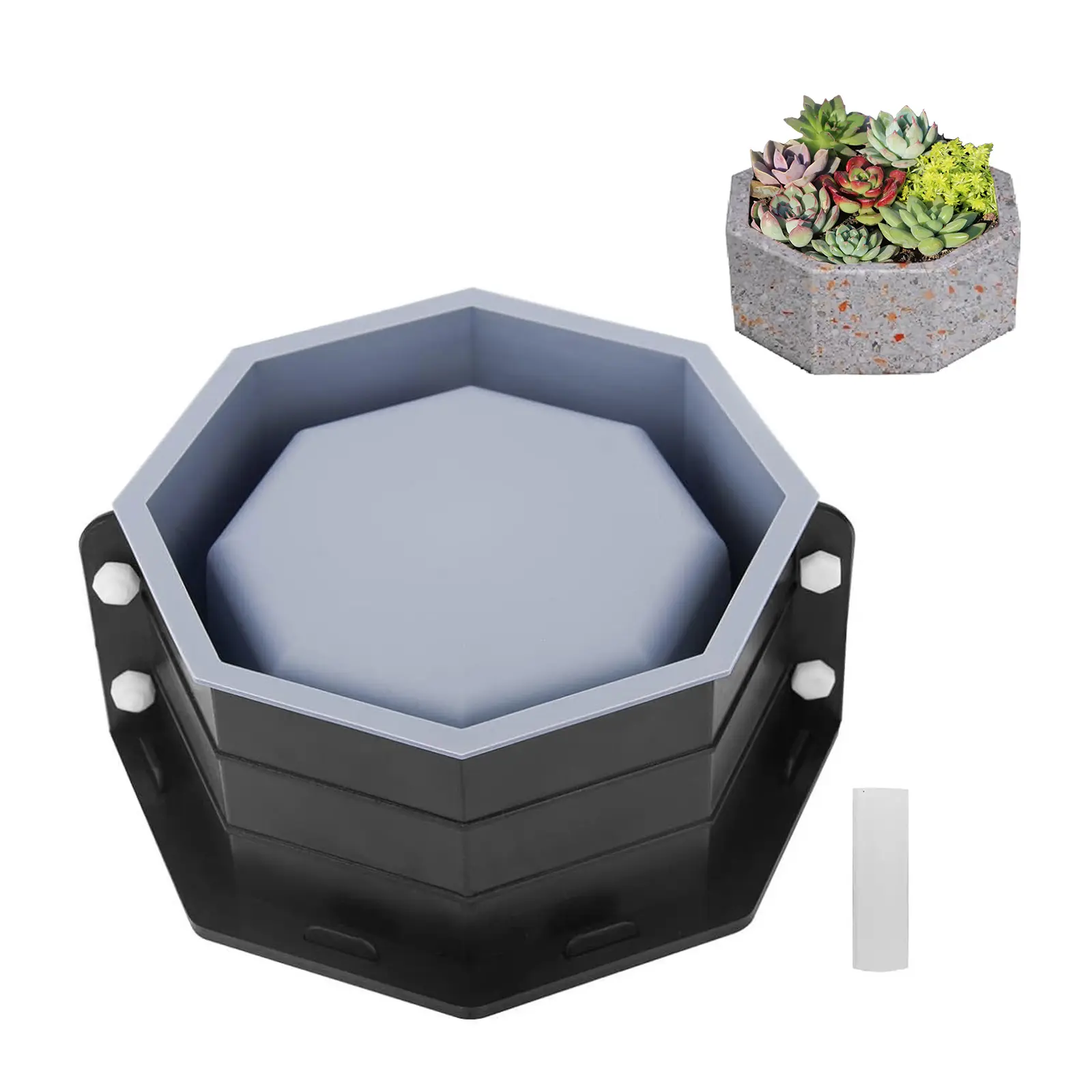 Silicone Planter Molds Concrete Flower Pots, Large Planter Mold Octagonal Shape DIY Pots, DIY Container for Succulent Bonsai Decorating, Homemade Clay molds