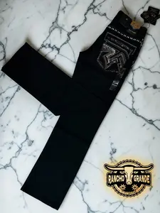 Ace- 1480 Black Men's  Western Cowboy Jeans Straight Fit Boot Cut / Pantalon Vaquero para Hombre Corte Recto Ideal  para Bota